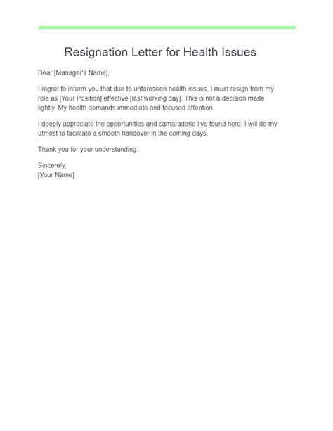 Resignation Letter Due to Health Reasons - 17+ Examples, PDF, Tips