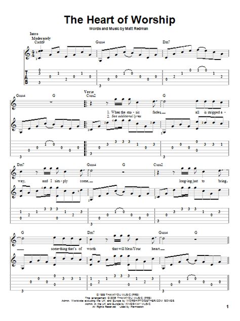 The Heart Of Worship by Matt Redman - Solo Guitar - Guitar Instructor