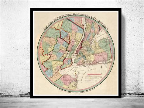 Old Map of New York and Environs 1839 - VINTAGE MAPS AND PRINTS