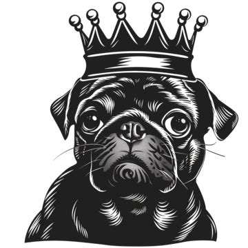 Pug Crown Silhouette Outline Drawing, Pug, Silhouette, Drawing PNG Transparent Image and Clipart ...