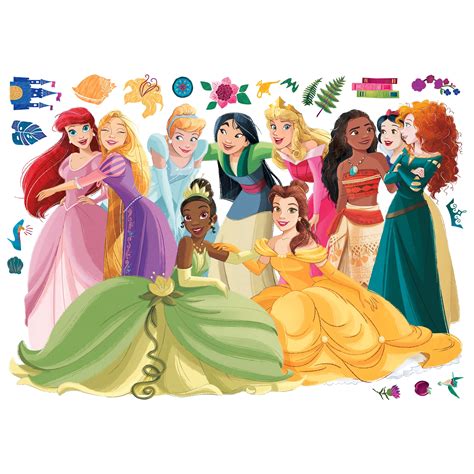 RoomMates Disney Princess Group Extra Large Peel & Stick Wall Decals, 35.92 in x 23.73 in ...