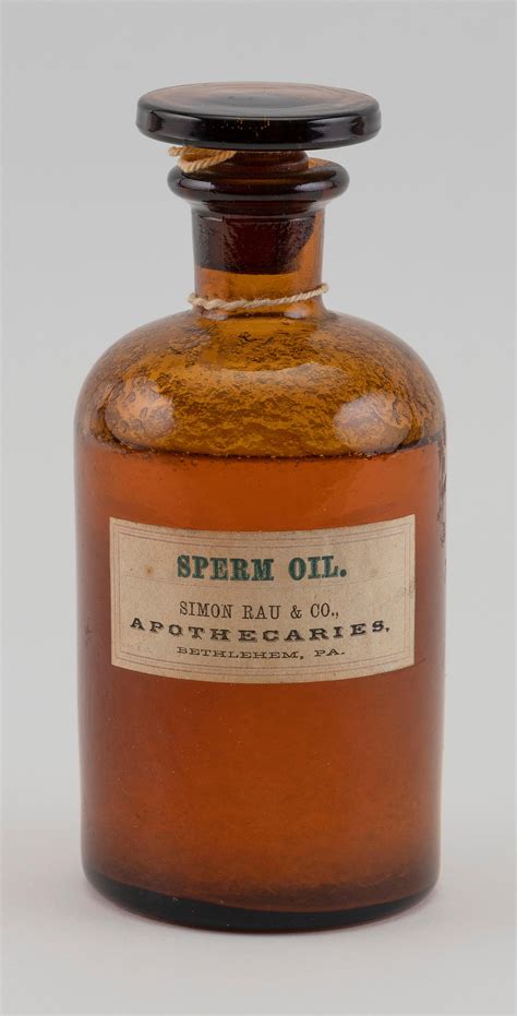 Lot - BOTTLE OF SPERM WHALE OIL 19th Century Height 5.75”.