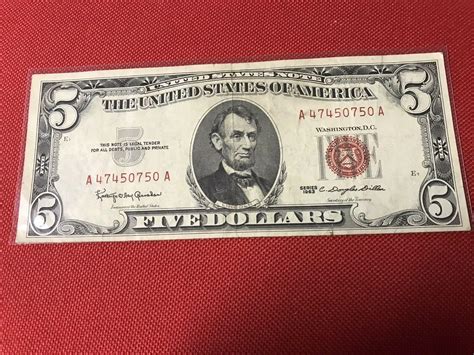 1963 Red Seal $5 Five Dollar Bill | #3836776263