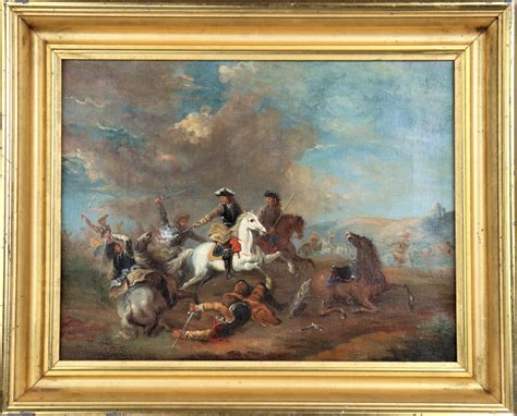 European Calvary Battle Scene, Oil on Canvas - Sarasota Estate Auction