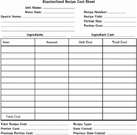 Cost Cards For Recipes: A Practical Tool For Meal Planning - Free Sample, Example & Format ...