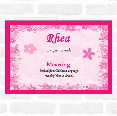 Rhea Name Meaning Pink Certificate - The Card Zoo