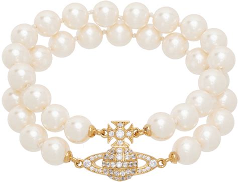 Vivienne Westwood: White Pearl Graziella Bracelet | SSENSE Canada