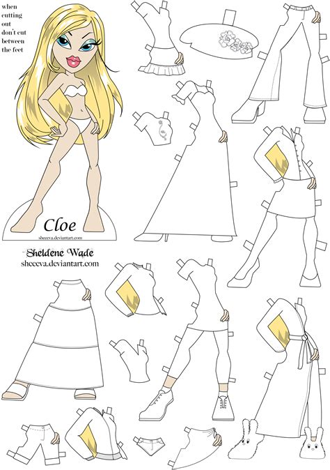 Cloe Paper Doll from Bratz with set of clothes to cut and color | Free ...