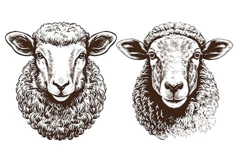 Sheep portrait illustration sketch collection | AI-generated vector