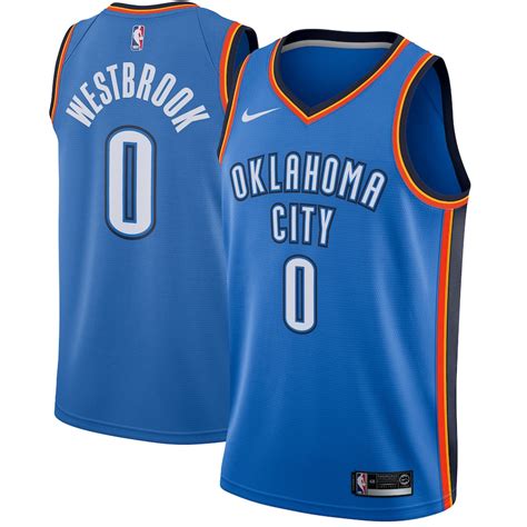 Nike Russell Westbrook Oklahoma City Thunder Blue Swingman Jersey ...