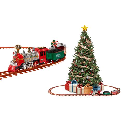 Santa's Christmas Train Set, Battery-Powered with Lights & Sounds (52 ...