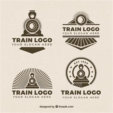 Selection of four train logos in retro style | Free Vector