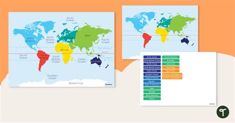 Map of the World - Labeling Activity | Teach Starter