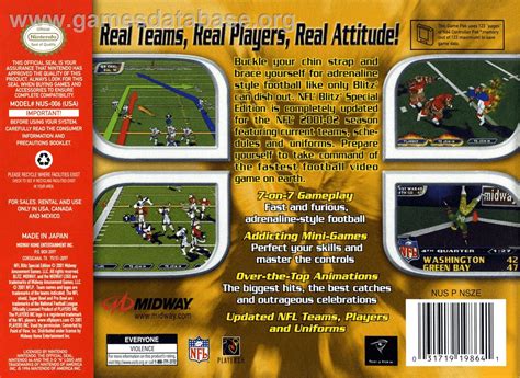 NFL Blitz Special Edition - Nintendo N64 - Artwork - Box Back