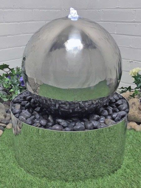 60cm Polished Steel Sphere Base Water Feature - WaterFeatures2Go Sphere ...