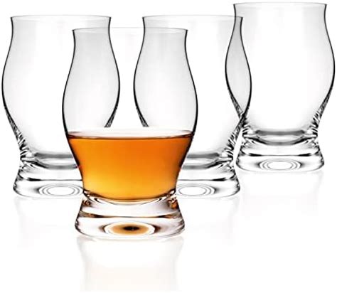Luxbe - Bourbon Whisky Crystal Glass Snifter, Set of 4 - Narrow Rim Tasting Glasses ...