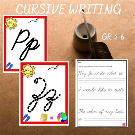 Cursive Letters Wall Classroom Decor & Worksheets Beach - Etsy