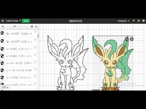 Desmos art of leafeon |pokemon desmos art| Outlining the pokemon - YouTube