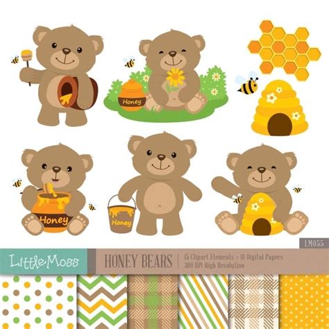 Honey Bears Digital Clipart and Papers