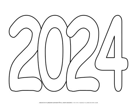 2024 Numbers Outline Printable for Coloring or Crafts