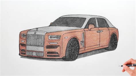 How to draw a ROLLS ROYCE PHANTOM 2018 / drawing Rolls-Royce phantom extended 2019 car - YouTube