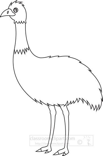 Animal Outline Clipart-emu standing on its hind legs black outline