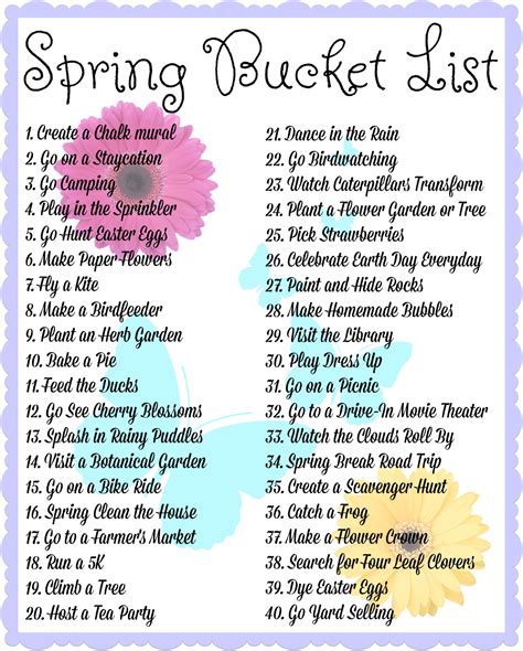 Spring Bucket List Ideas with Free Printable - Nanny to Mommy