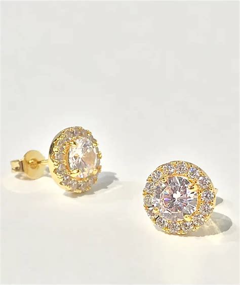 The Gold Gods Halo Diamond Gold Stud Earrings