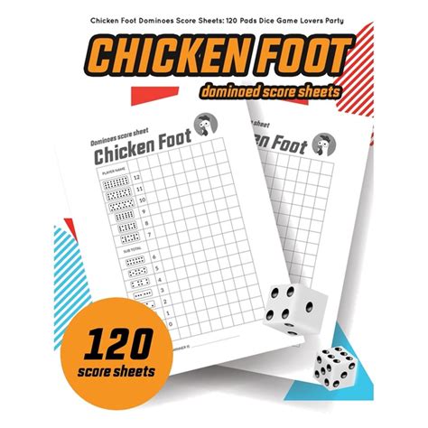 Chicken foot Dominoes Score Sheets : 120 Chicken foot Dominoes score pads Dice Game Lovers Party ...