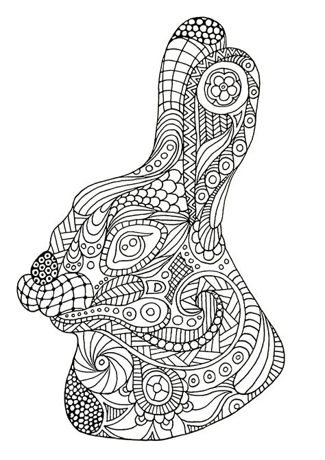 Zentangle Rabbit - Zentangle Coloring Pages for adults