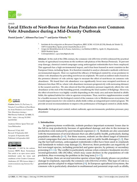 Local Effects of Nest-Boxes For Avian Predators Over Common Vole Abundance During A Mid-Density ...