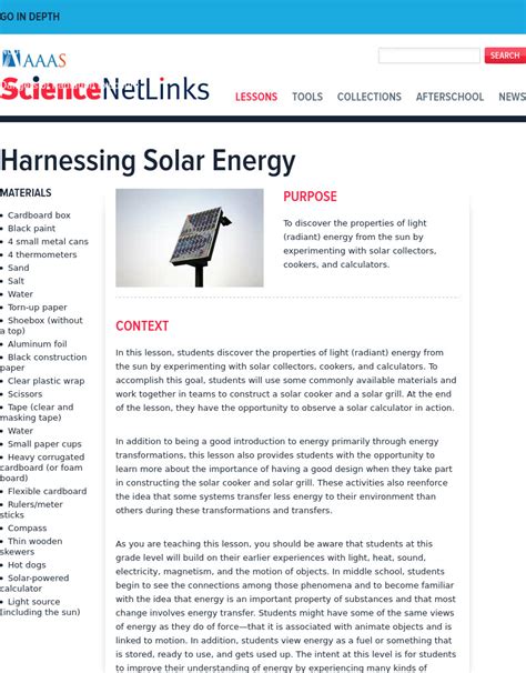 Harnessing Solar Energy Lesson Plan for 6th - 8th Grade | Lesson Planet