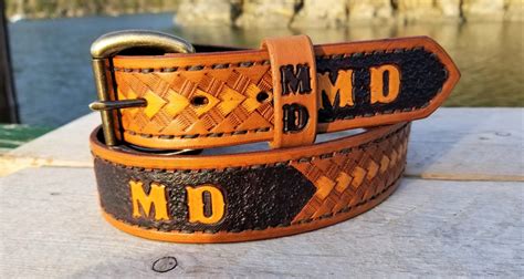 Western Personalized Leather Belt, with Name and Initials Engraved