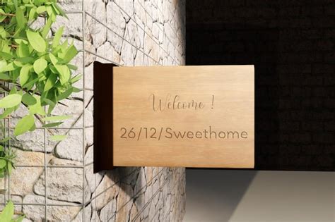 Premium PSD | Hanging wooden sign mockup