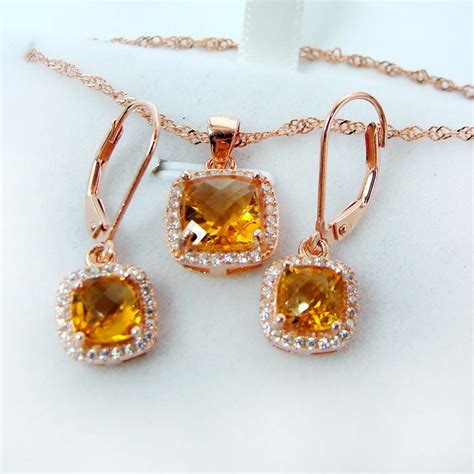 2016 New Natural citrine jewelry set 925 Sterling Silver Jewelry hook earrings and pendant for ...