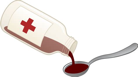 Cough Syrup and Spoon - Free Clip Art