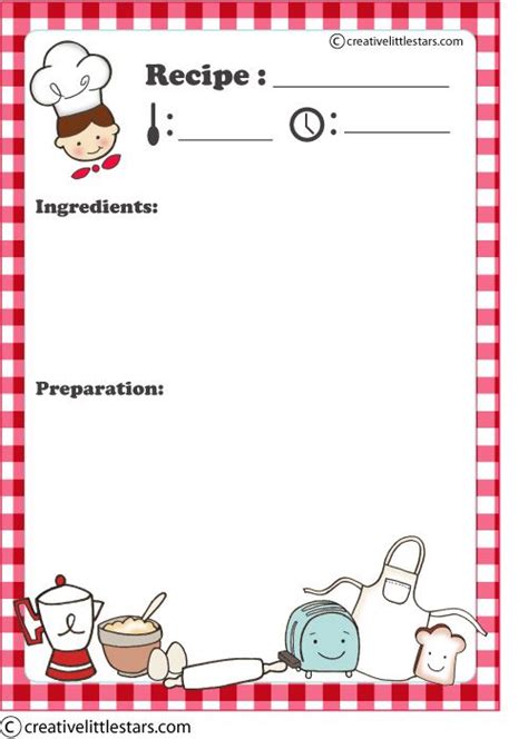 Printable Recipe Cards For Kids - Printable Word Searches