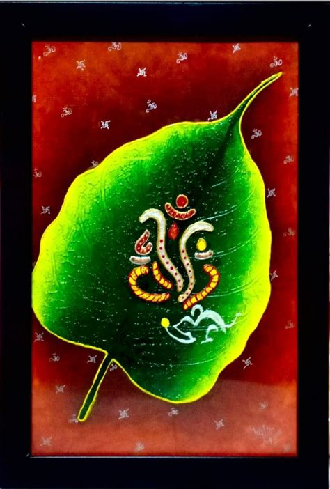 Rectangular Matte Leaf Lord Ganesha Painting, Size: 15x7inch at Rs 2700 ...