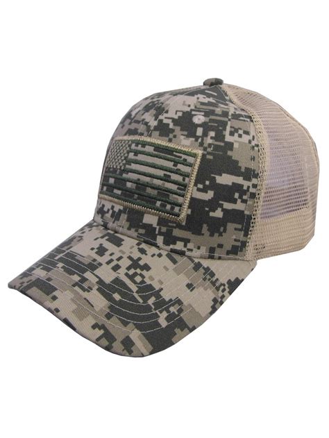 US American Flag Patch Tactical Style Mesh Trucker Baseball Cap Hat - Multicam - C912HUHS6FN