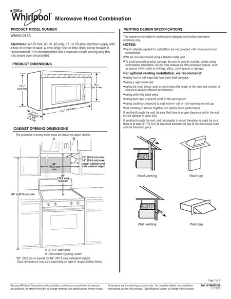 Whirlpool Wmh31017hs Installation Manual