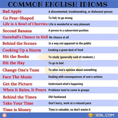 Idioms • 7ESL | Common english idioms, English idioms, Idioms