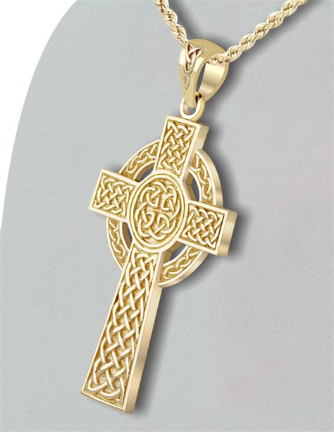 Galleon - Men's 1.75in Heavy Solid Back 14k Yellow Gold Irish Celtic Knot Cross Pendant 2.0mm ...