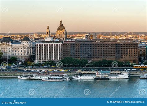 Budapest, Hungary, Intercontinental Hotel on Danube River Editorial ...