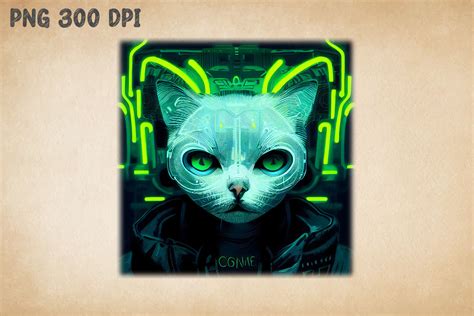 CyberPunk Cat Art 3 By Mulew Art | TheHungryJPEG