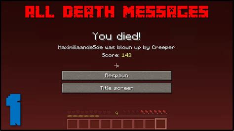 [EN] Minecraft - Survival - All Death Messages - Part 1 - YouTube