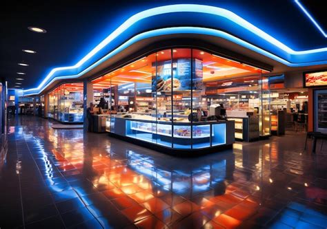 Premium Photo | A grocery store lit up with lighting