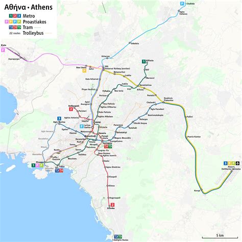 Athens railway map - Athens suburban railway map (Greece)