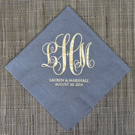 Personalized Wedding Monogram Napkins Custom Napkins Gold - Etsy