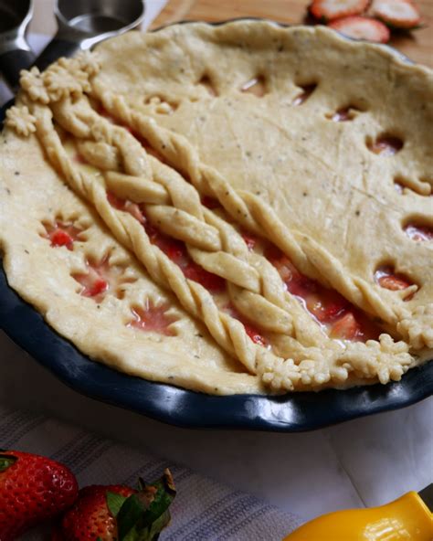 Strawberry Custard Pie with Easy Homemade Basil Pie Crust for Pi Day