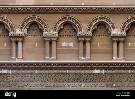 Intricate carvings in the stone inside the New York State Capitol building at State Street and ...